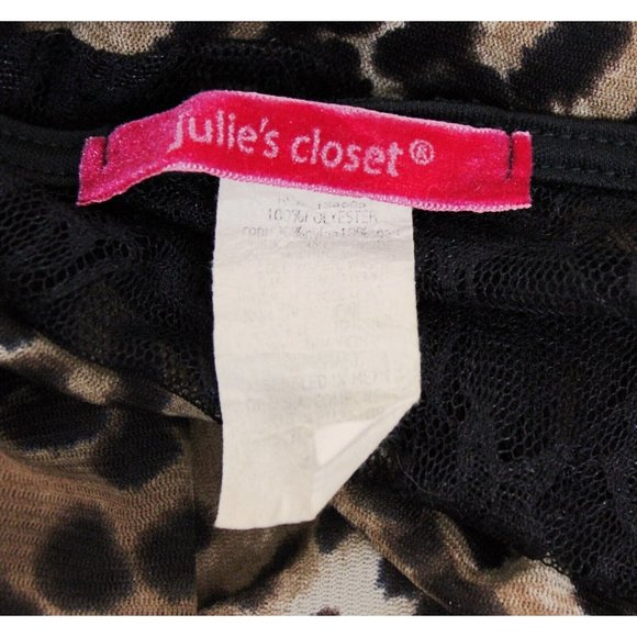 Julie's Closet Women's  Leopard Print Tiered Floral Mesh Tank Top size 4X Button - Picture 6 of 7